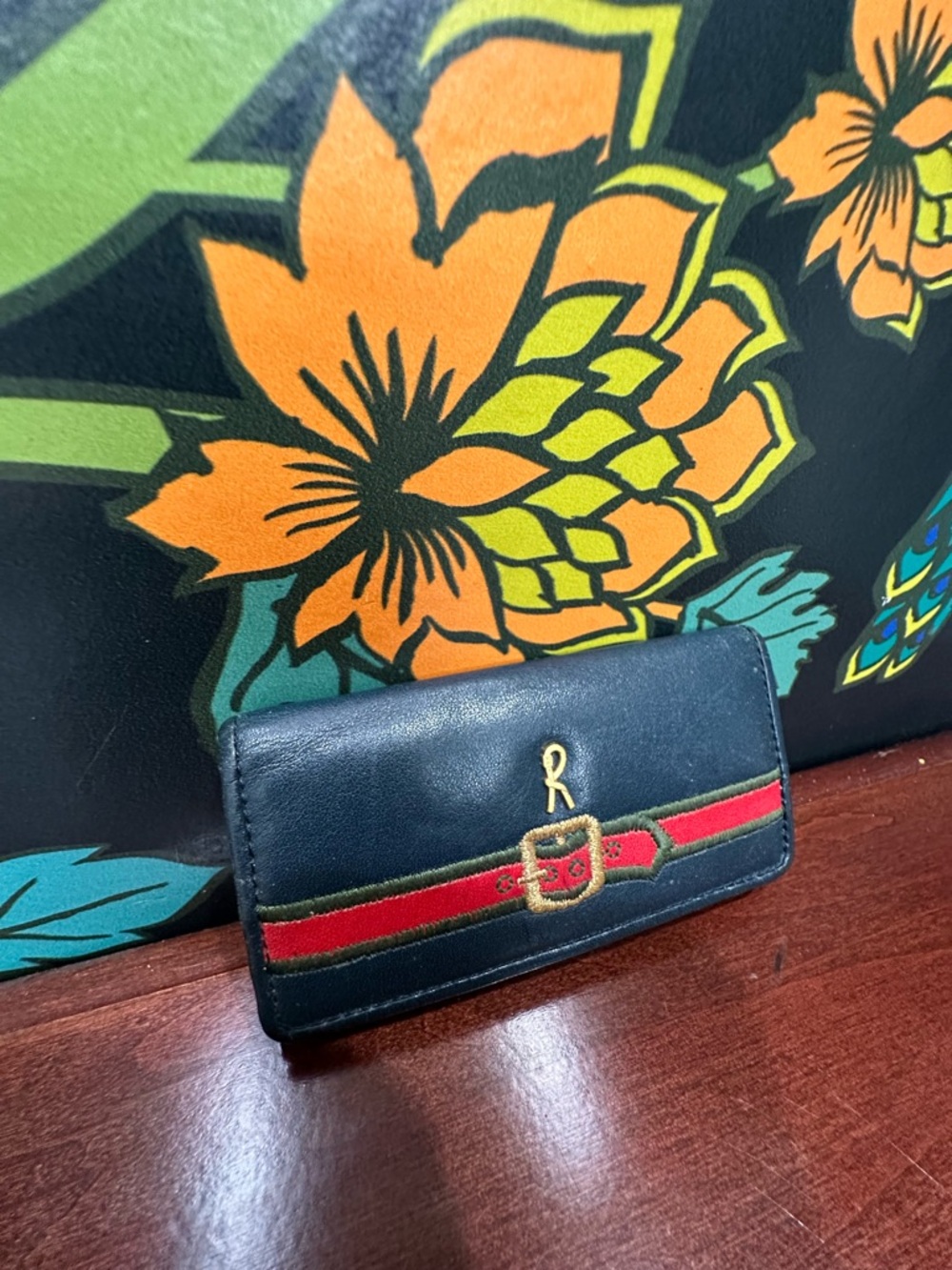 Vintage Roberta di Camerino Leather Key Holder Wallet R Logo Belt Motif Italy - Picture 4 of 10